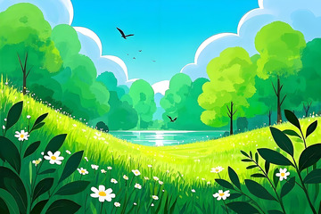 春分花卉野花小鸟雏菊栀子花桃花柳树三月风景摄影素材8