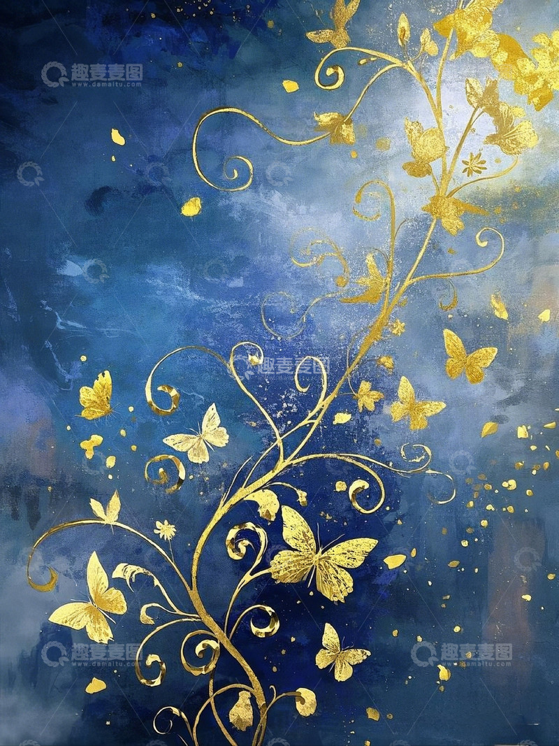 高清大图下载【趣麦麦图】飞舞鎏金的蝴蝶