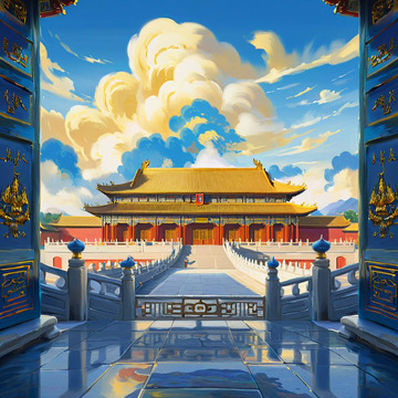 北京故宫建筑地标 插画海报