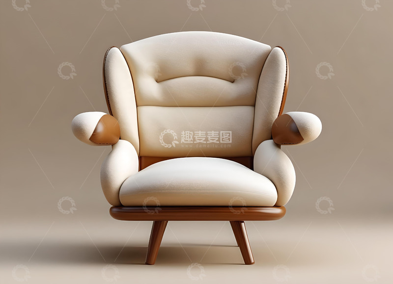 高清大图下载【趣麦麦图】原木奶白女神老板椅