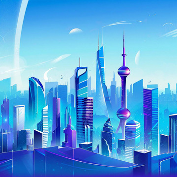 上海建筑地标 插画素材海报