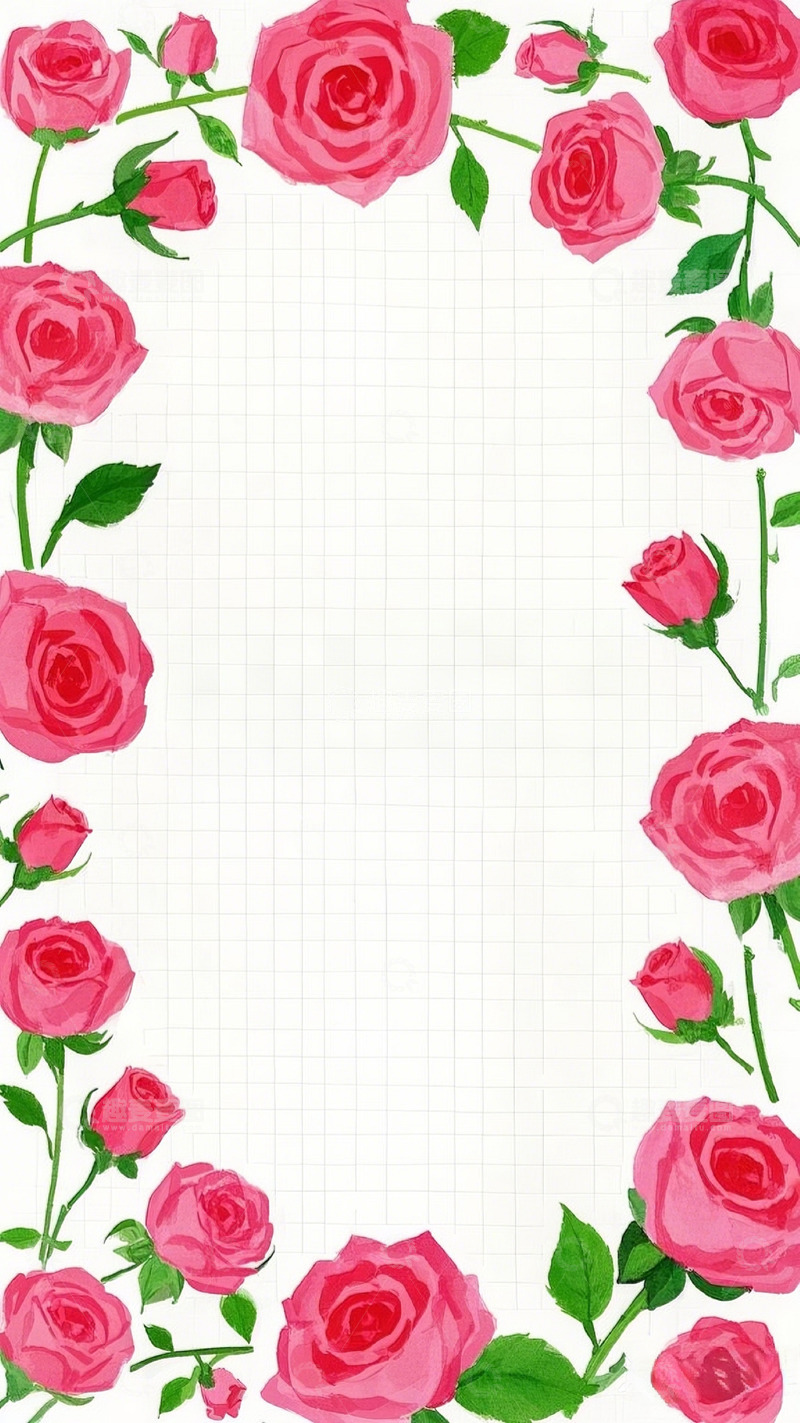 高清大图下载【趣麦麦图】粉色玫瑰边框