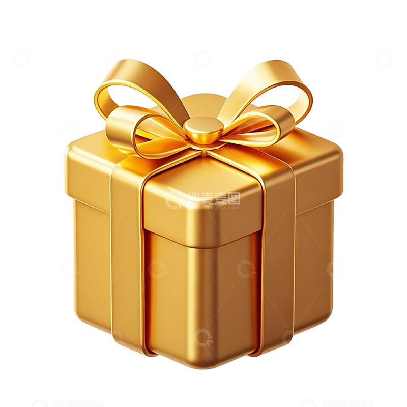 高清大图下载【趣麦麦图】金色3D礼品盒装饰素材