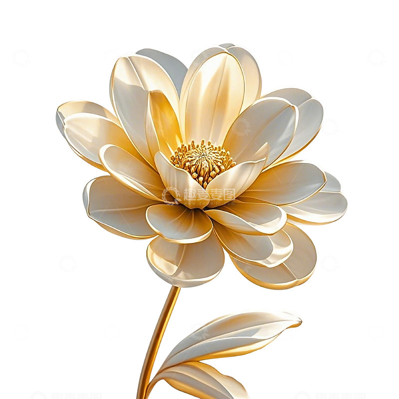 高清大图下载【趣麦麦图】3D金色花朵装饰素材