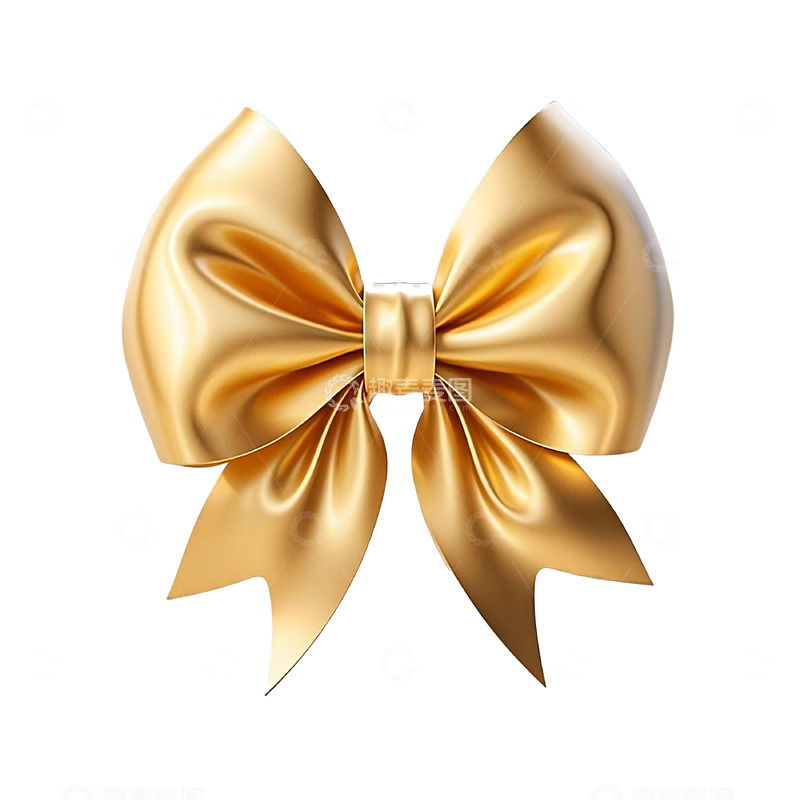 高清大图下载【趣麦麦图】3D金色蝴蝶结装饰素材