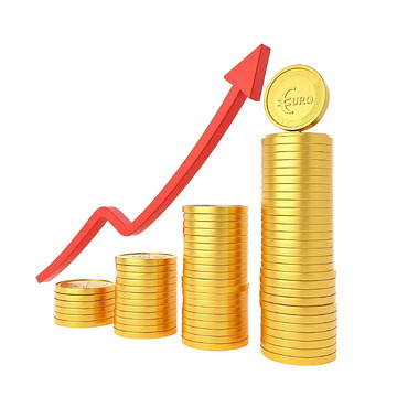 上升箭头金融钱币3D素材