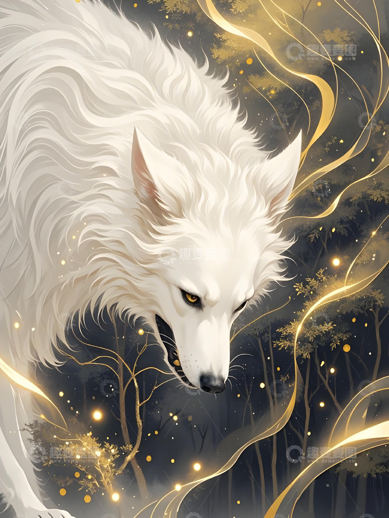 高清大图下载【趣麦麦图】十二生肖意境水墨画概念画风发光壁纸-狗