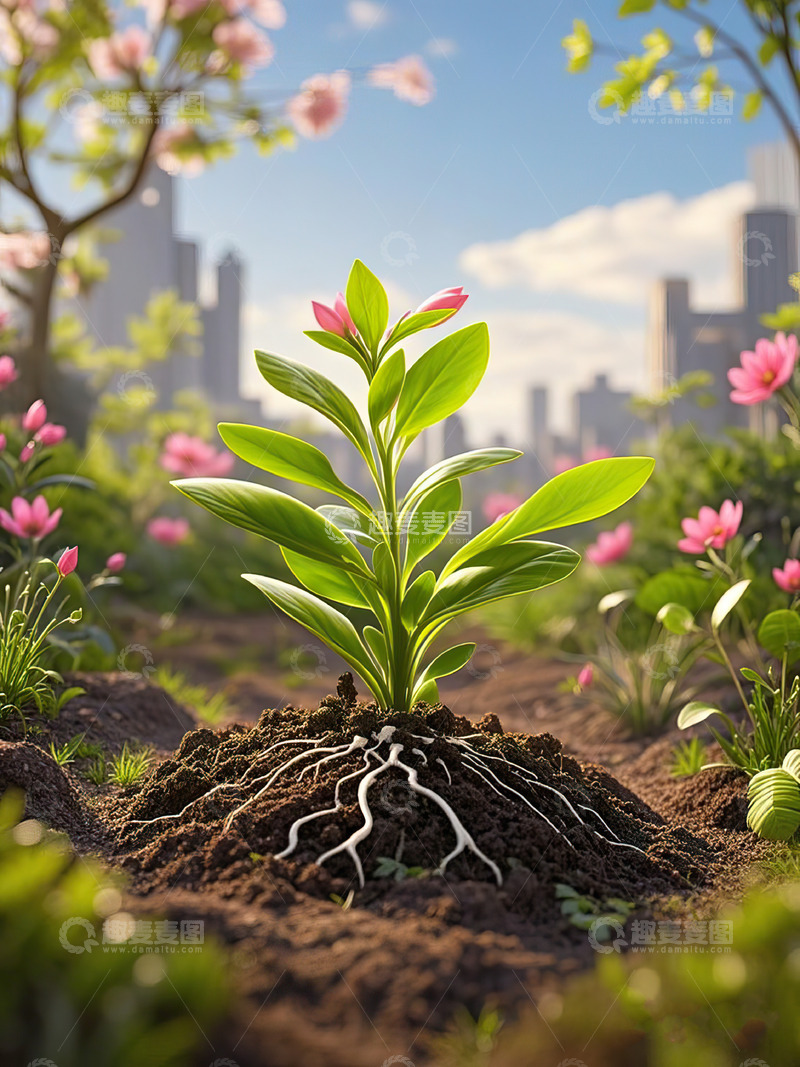 高清大图下载【趣麦麦图】春天发芽的小树苗植树节素材29
