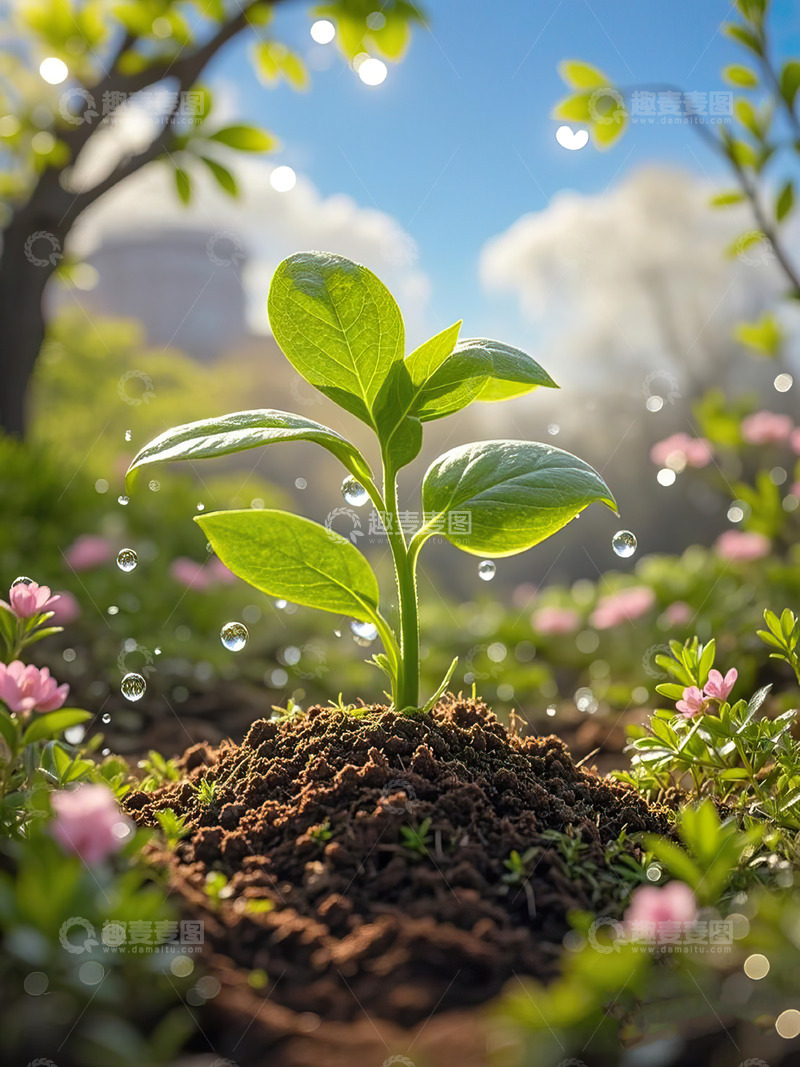 高清大图下载【趣麦麦图】春天发芽的小树苗植树节素材9
