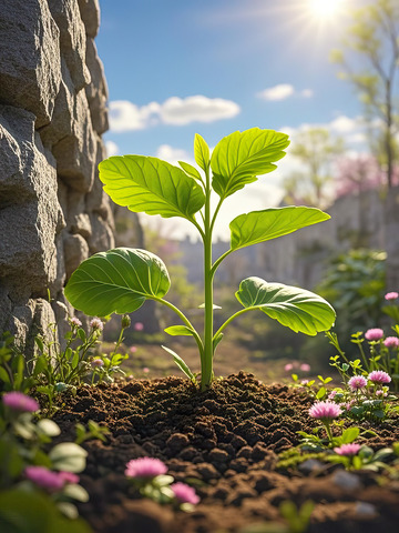 春天发芽的小树苗植树节素材3