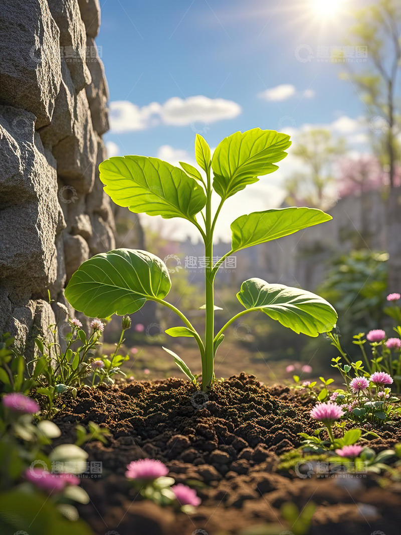 高清大图下载【趣麦麦图】春天发芽的小树苗植树节素材3