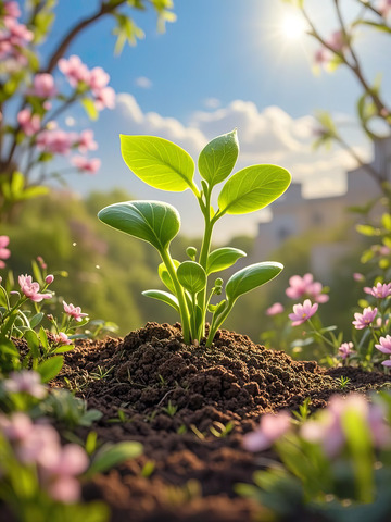 春天发芽的小树苗植树节素材2