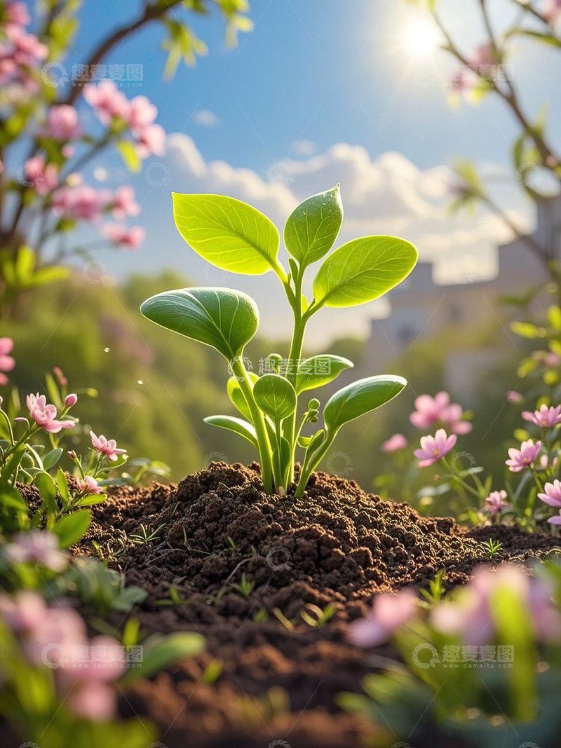 高清大图下载【趣麦麦图】春天发芽的小树苗植树节素材2