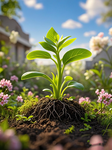 春天发芽的小树苗植树节素材4