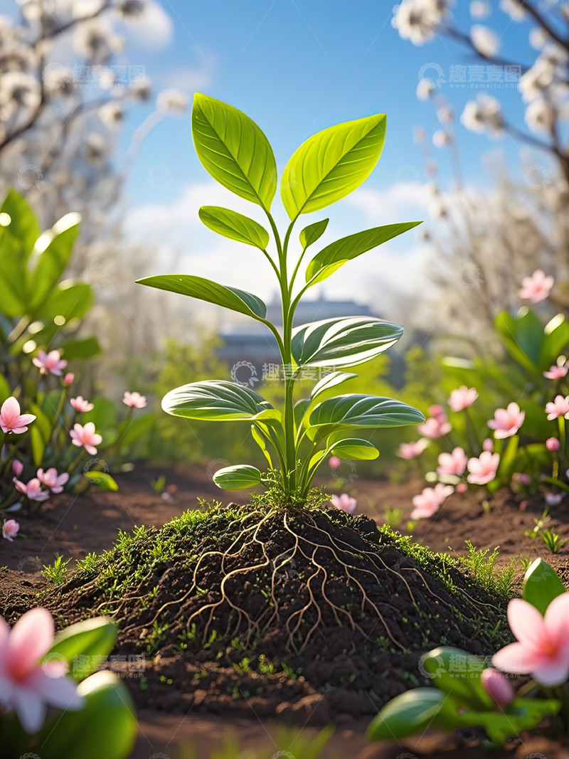 高清大图下载【趣麦麦图】春天发芽的小树苗植树节素材8
