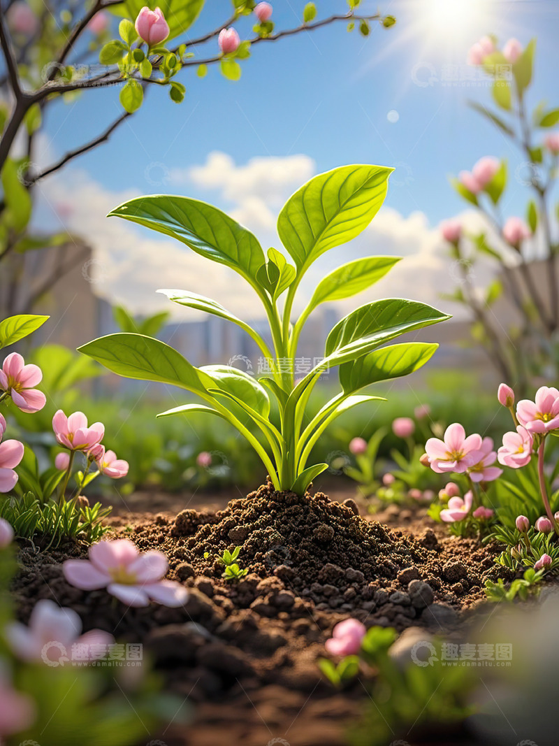 高清大图下载【趣麦麦图】春天发芽的小树苗植树节素材5