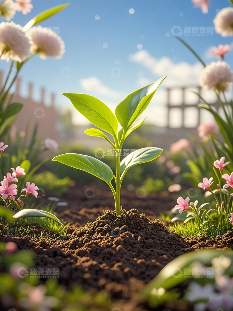 高清大图下载【趣麦麦图】春天发芽的小树苗植树节素材35