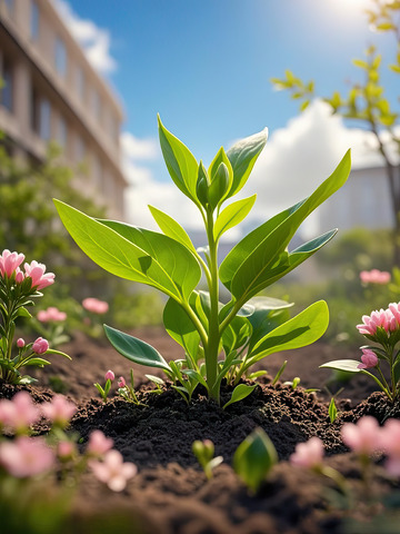 春天发芽的小树苗植树节素材24
