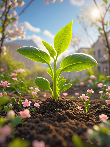 春天发芽的小树苗植树节素材10