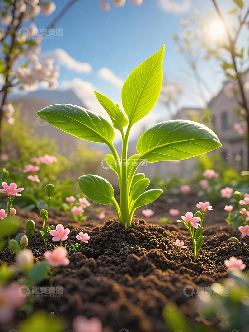 高清大图下载【趣麦麦图】春天发芽的小树苗植树节素材10