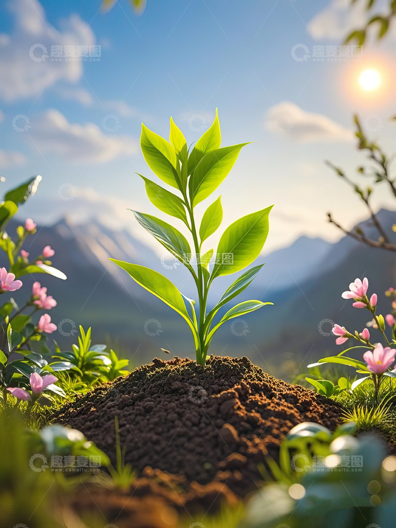 高清大图下载【趣麦麦图】春天发芽的小树苗植树节素材39