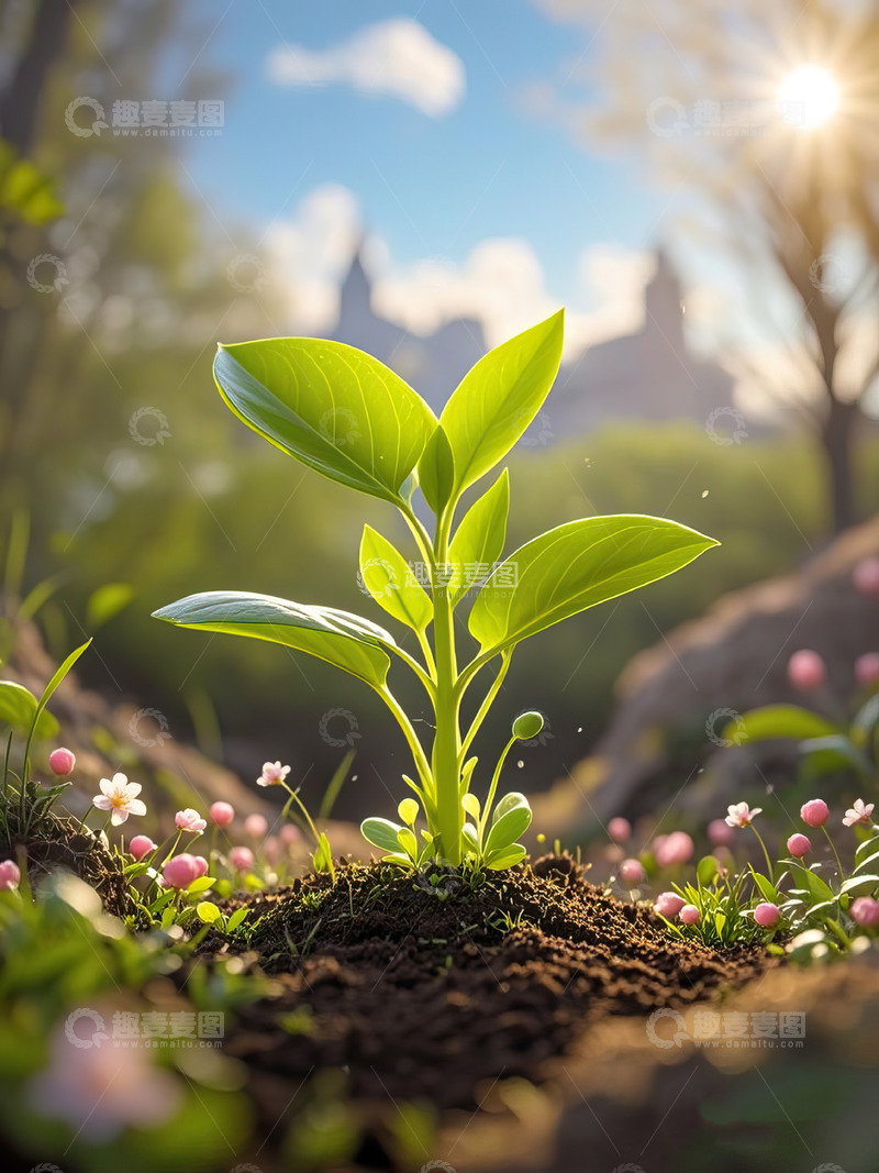 高清大图下载【趣麦麦图】春天发芽的小树苗植树节素材40