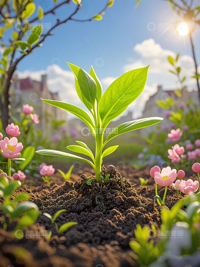 高清大图下载【趣麦麦图】春天发芽的小树苗植树节素材