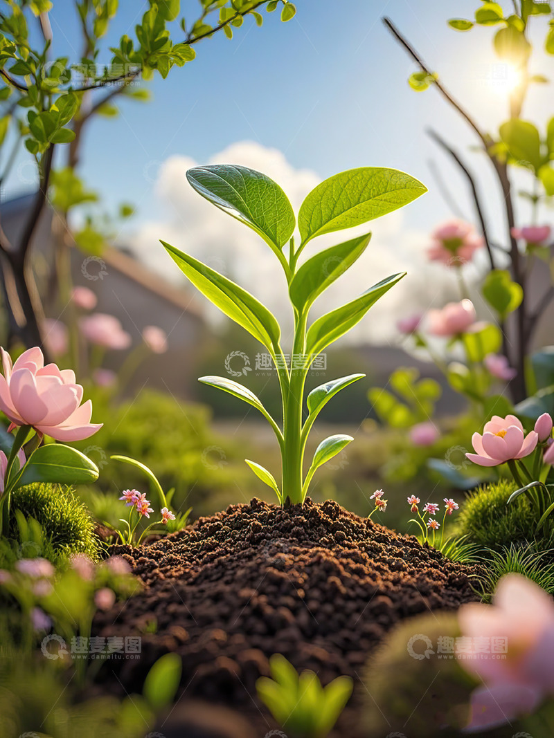 高清大图下载【趣麦麦图】春天发芽的小树苗植树节素材38
