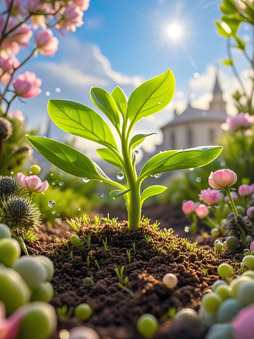 春天发芽的小树苗植树节素材31