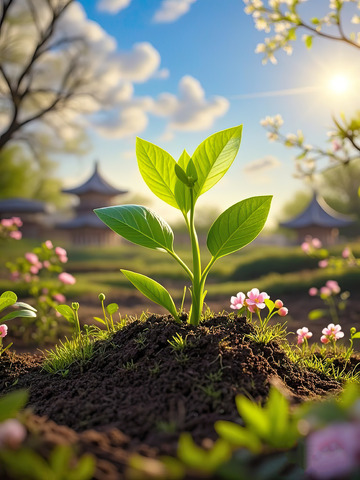 春天发芽的小树苗植树节素材7