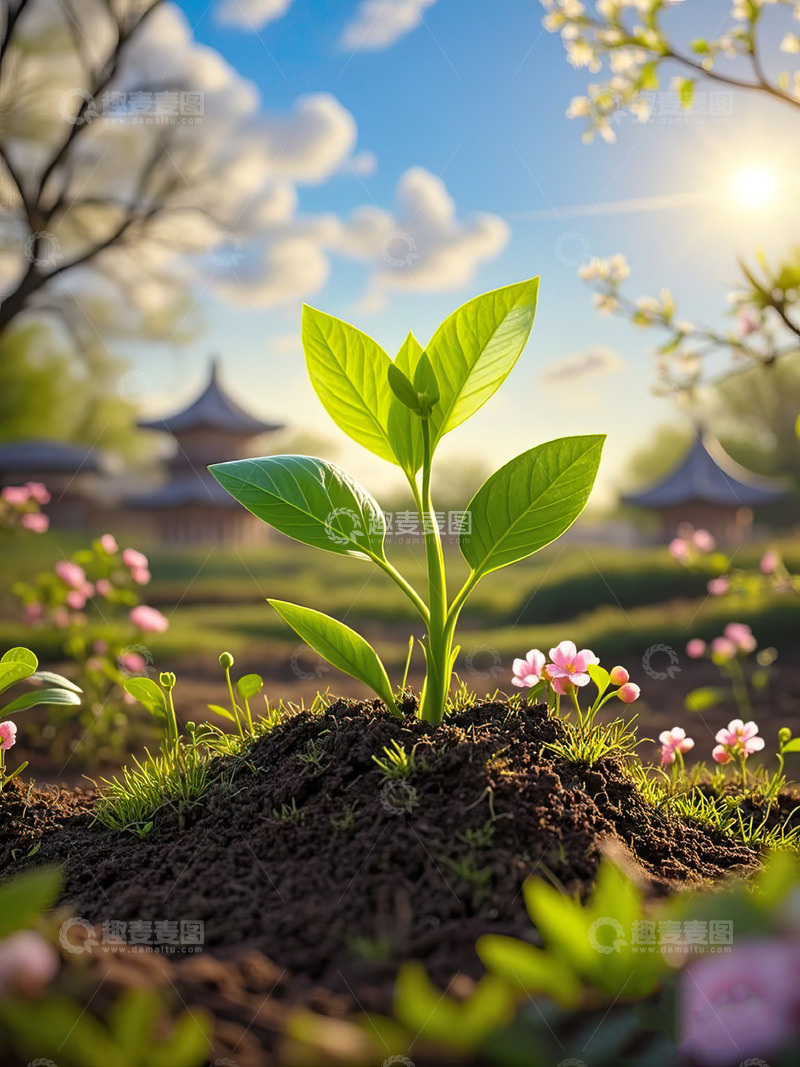 高清大图下载【趣麦麦图】春天发芽的小树苗植树节素材7