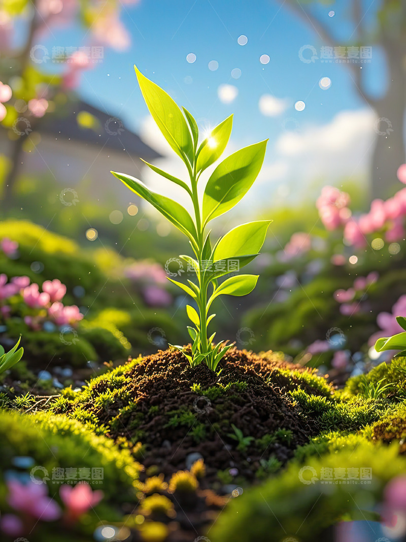 高清大图下载【趣麦麦图】春天发芽的小树苗植树节素材1