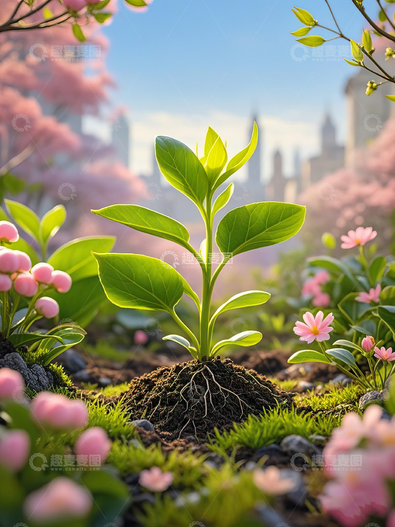 高清大图下载【趣麦麦图】春天发芽的小树苗植树节素材37