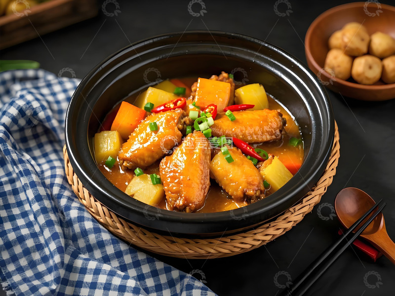 高清大图下载【趣麦麦图】美食摄影鸡翅砂锅煲