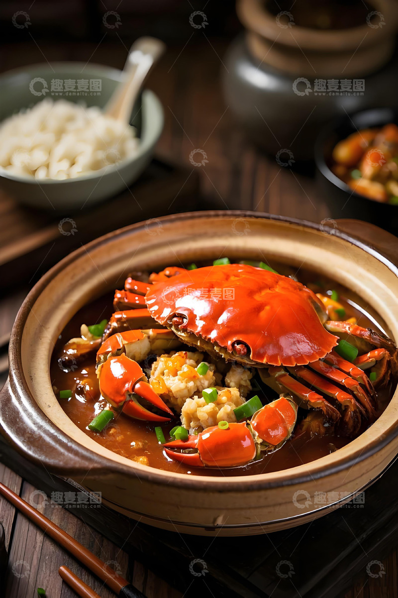 高清大图下载【趣麦麦图】美食摄影蟹肉煲摄影图