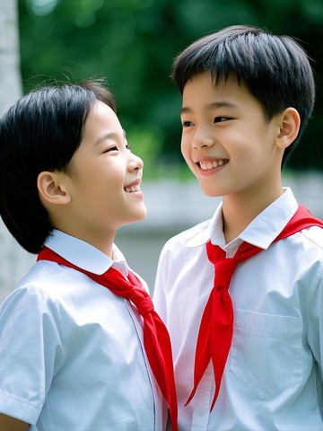 戴红领巾的少年