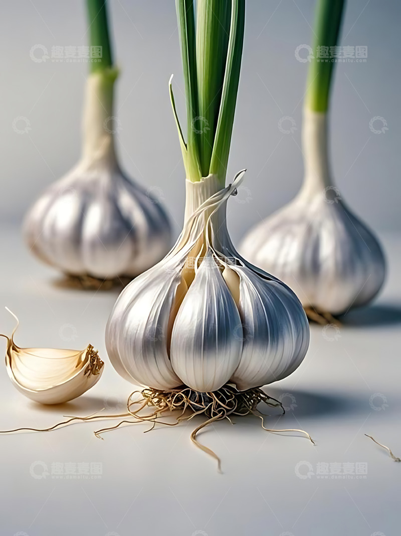 高清大图下载【趣麦麦图】新鲜蔬菜大蒜高清摄影特写9