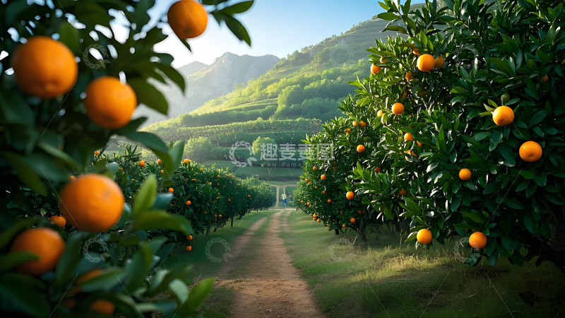 高清大图下载【趣麦麦图】山间的橙子种植园