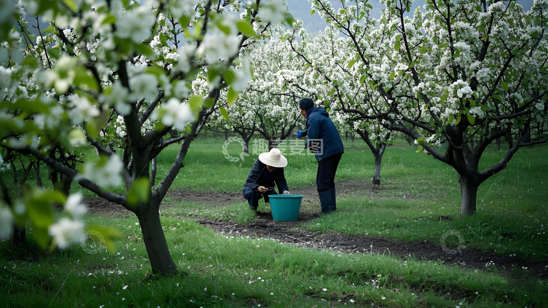 高清大图下载【趣麦麦图】果园中忙碌的身影