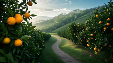 山坡上的橙子果园