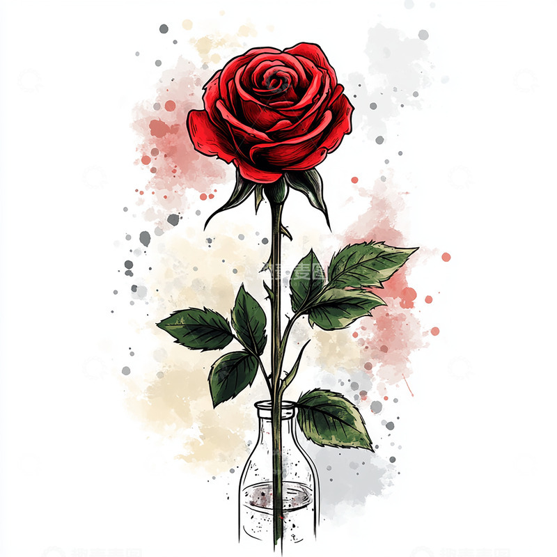 高清大图下载【趣麦麦图】玫瑰花素材玫瑰手绘2