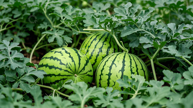 高清大图下载【趣麦麦图】瓜田中生长的西瓜