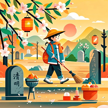 清明节 插画素材海报10