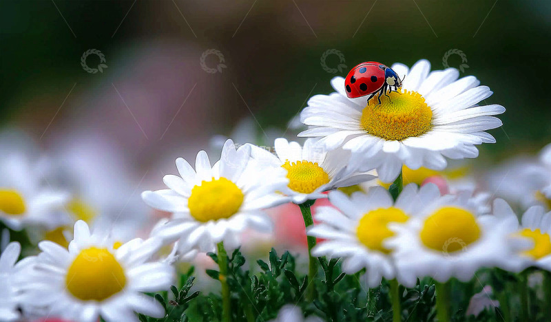 高清大图下载【趣麦麦图】鲜花瓢虫田野美丽风影摄影1
