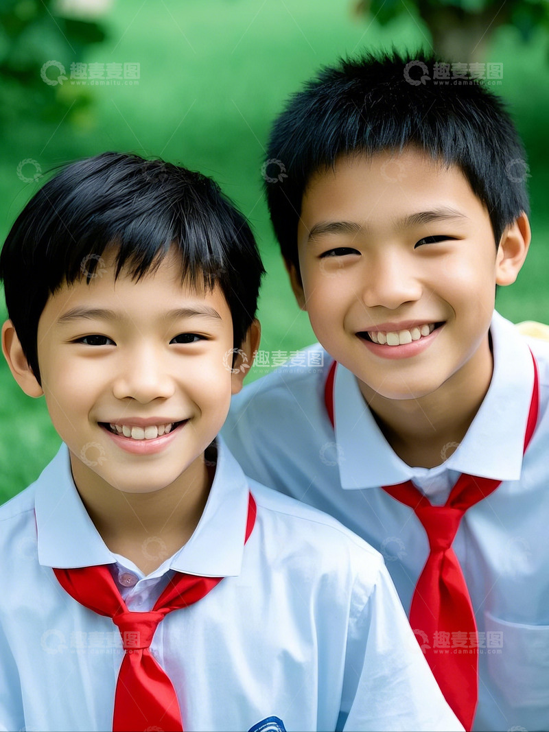 高清大图下载【趣麦麦图】戴红领巾的少年3