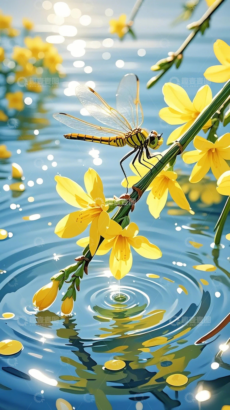 高清大图下载【趣麦麦图】春分 油菜花 蜻蜓