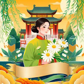 清明节 插画素材海报5