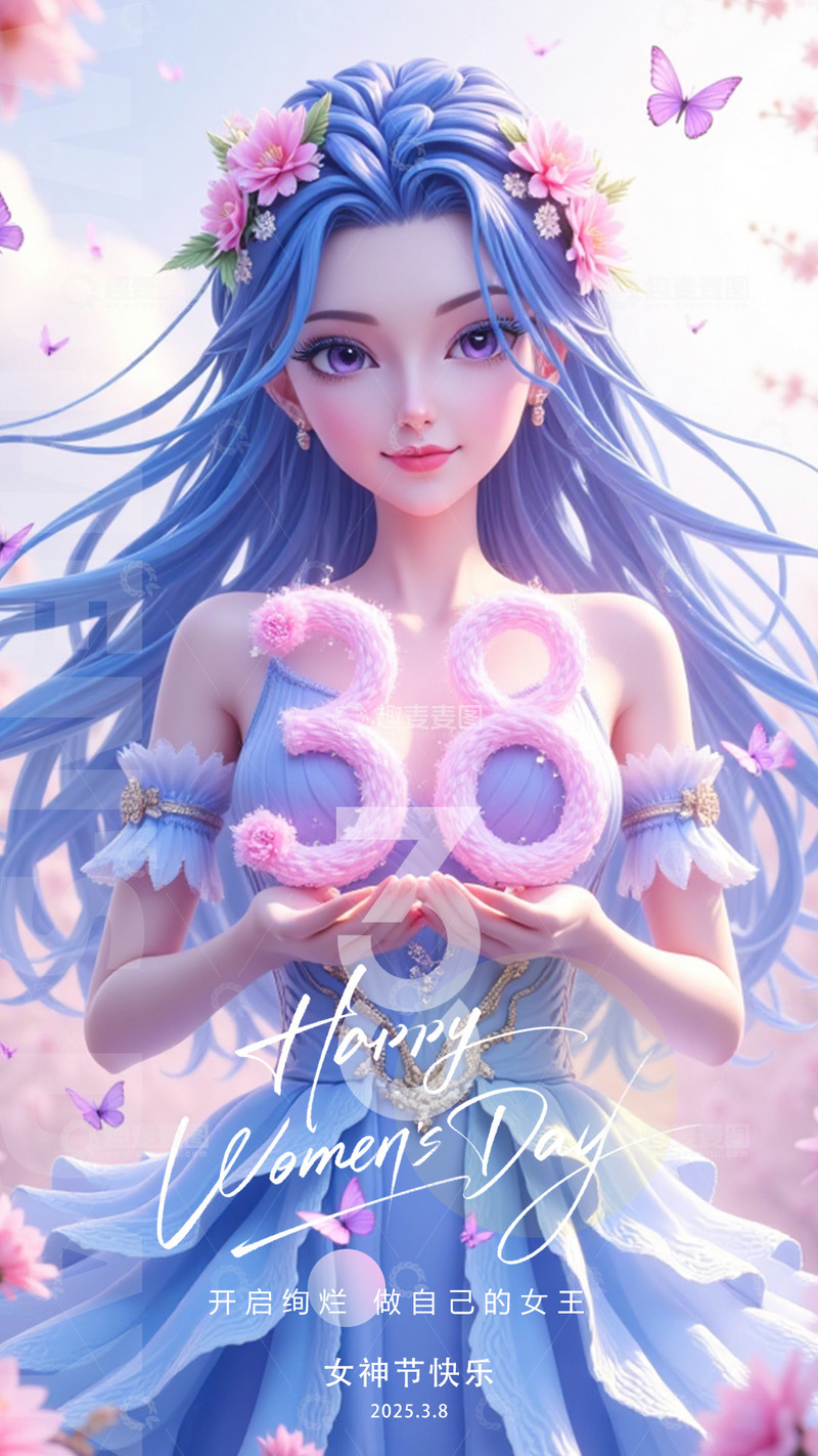 源文件下载【趣麦麦图】女神节创意海报9