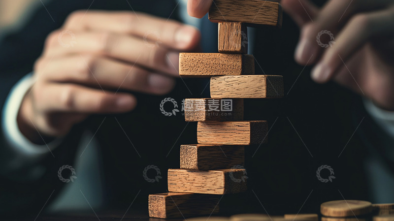 高清大图下载【趣麦麦图】商务人士玩积木