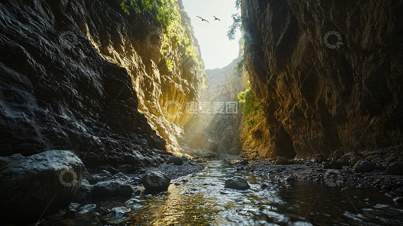 高清大图下载【趣麦麦图】峡谷阳光穿透